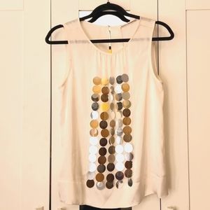 Ivory top with silver large sequins